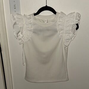 Glam White Ruffle Sleeve Blouse